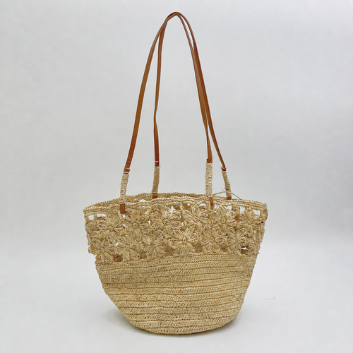 Aster Crochet Raffia Tote - Tiger Canada handwoven raffia bag