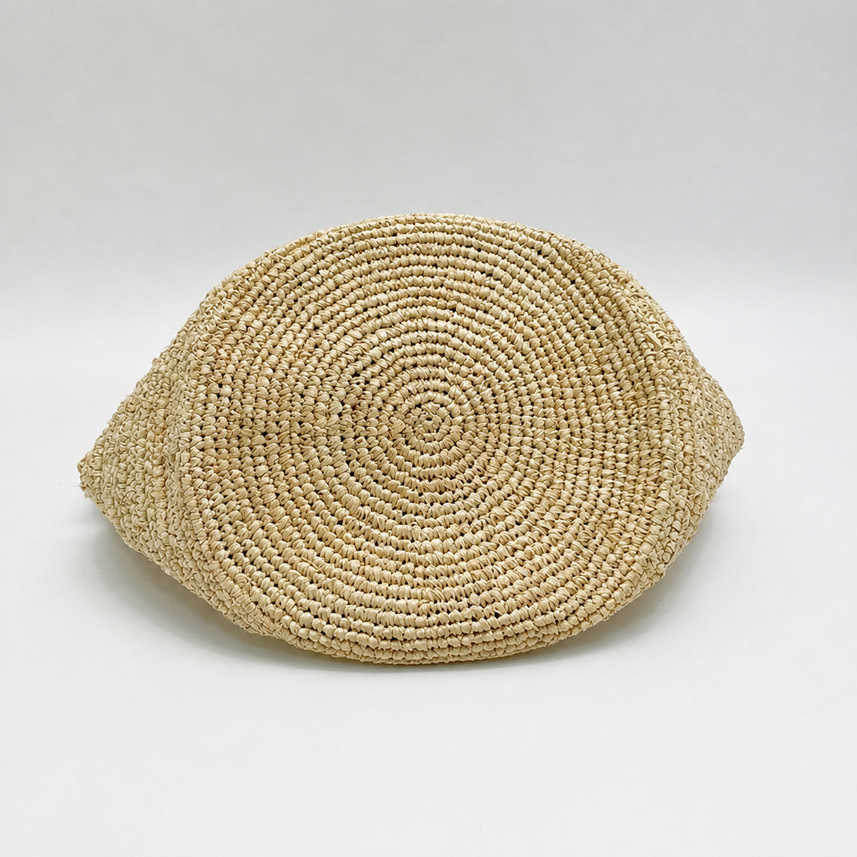 Aster Crochet Raffia Tote — interior and construction detail of Tiger Canada handwoven raffia bag