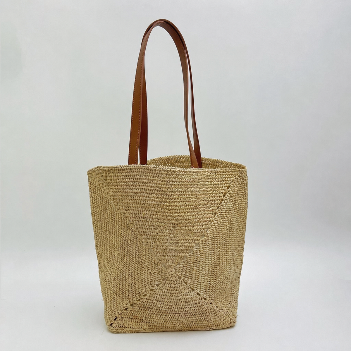 Rowan Leather-Strap Raffia Tote - Tiger Canada handwoven raffia bag