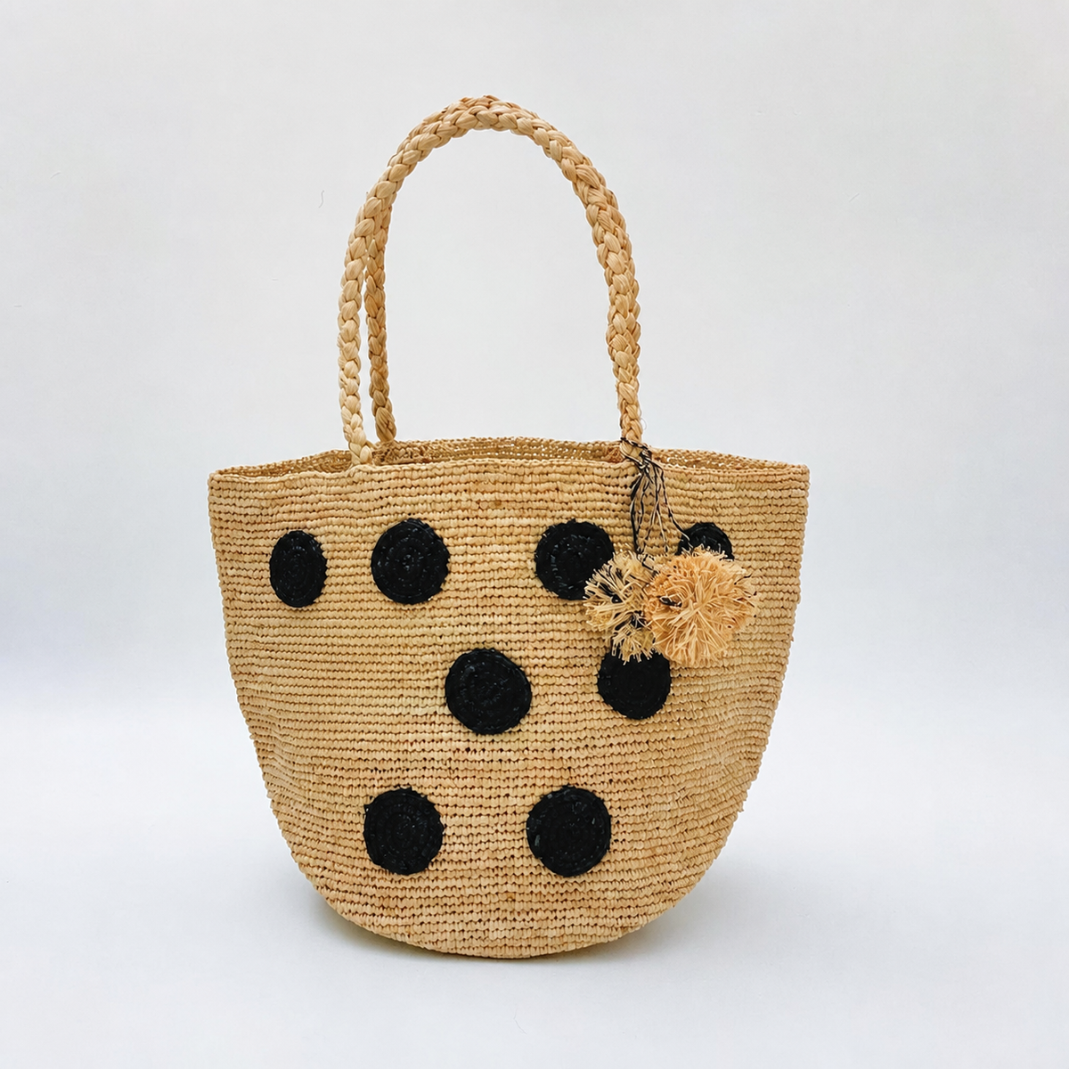 Pippa Polka-Dot Raffia Tote - Tiger Canada handwoven raffia bag