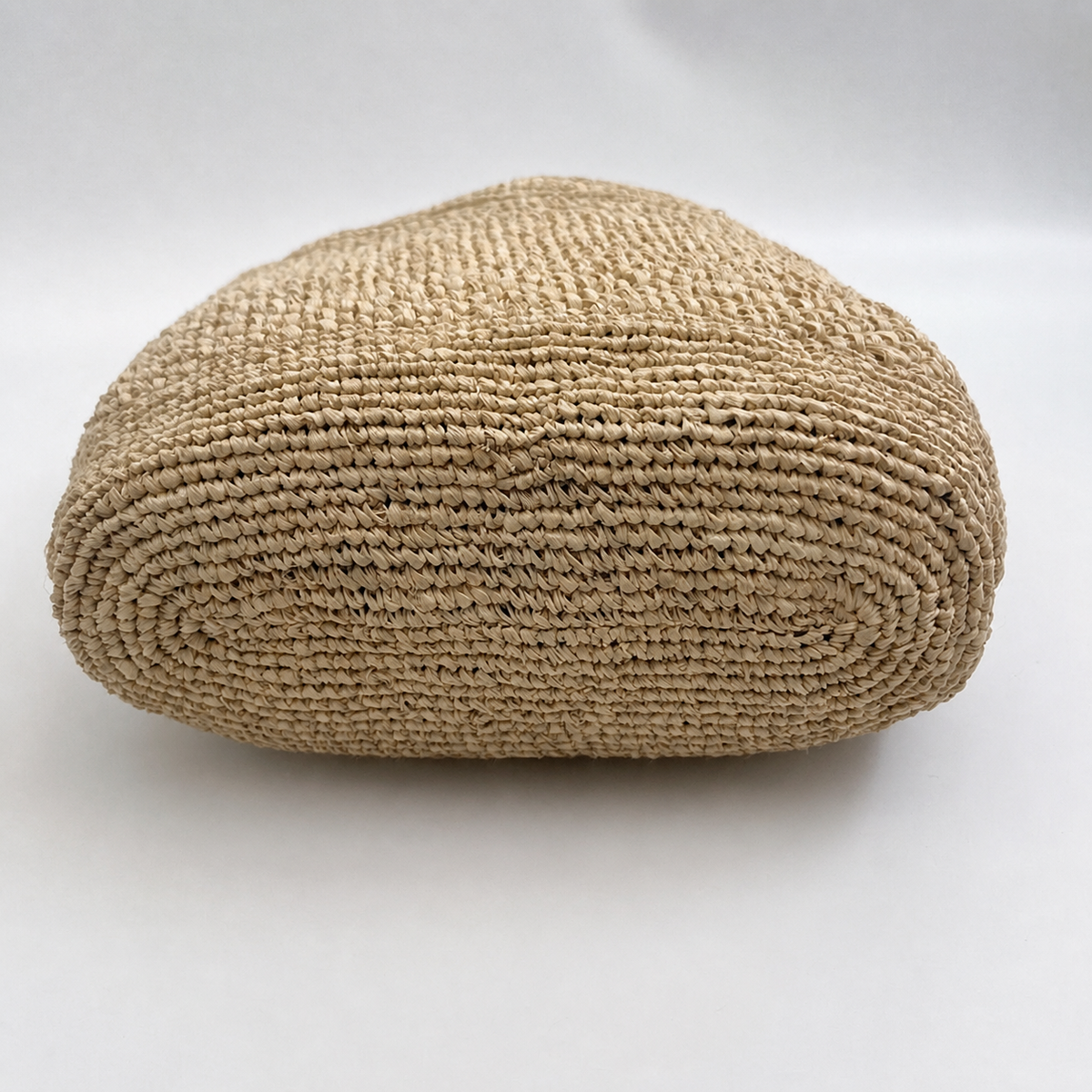 Nola Small Raffia Tote — interior and construction detail of Tiger Canada handwoven raffia bag