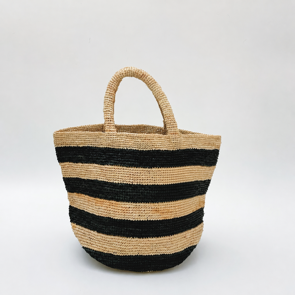 Ribbon Striped Raffia Tote - Tiger Canada handwoven raffia bag
