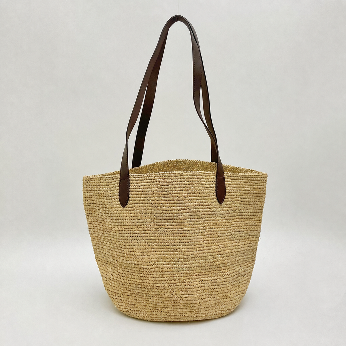 Mercer Large Leather-Strap Raffia Tote - Tiger Canada handwoven raffia bag