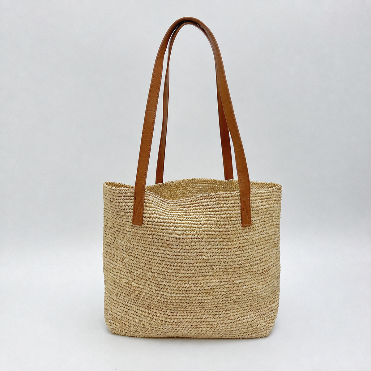 Wren Large Leather-Strap Raffia Tote - Tiger Canada handwoven raffia bag