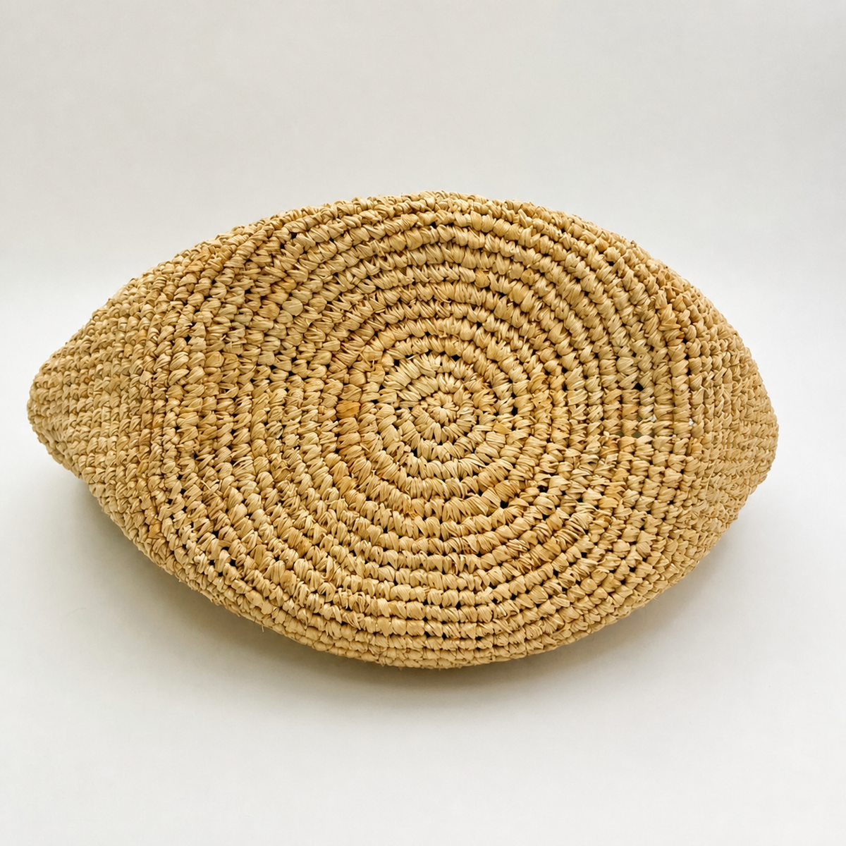 Terra Natural Raffia Tote — side view of Tiger Canada handwoven raffia bag